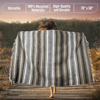 Hydration Nation Authentic Large Handwoven Mexican Blanket - Soft Yoga- Durable Serape- Lightweight Falsa, Beach, Camping, Picnic, Outdoor Blanket 70"x50" - Desert