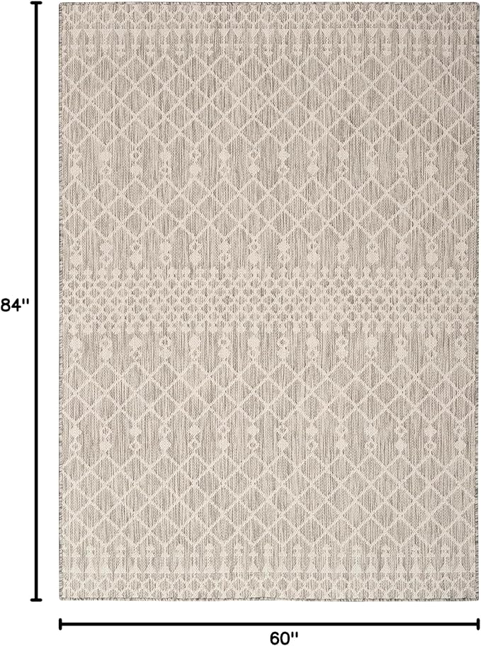 Nourison Home Positano Light Grey 5' x 7' Area Rug - Easy Clean, Non Shedding, Bed Room, Living Room, Dining Room, Kitchen (5' x 7')