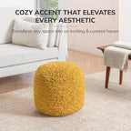 Anji Mountain Pouf Ottoman Foot Rest, Handmade Ottoman Pouf, Comfortable Foot Stool, Decorative Floor Seating for Living Room Decor, Bedroom & Home Décor Accent - Mustard