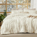 Bedsure Tufted Boho Comforter Set Queen Size - Ivory Boho Bed Set, GentleSoft™ 3 Pieces Farmhouse Shabby Chic Embroidery Bedding, Gifts for Woman, Soft Jacquard Queen Comforter for All Seasons