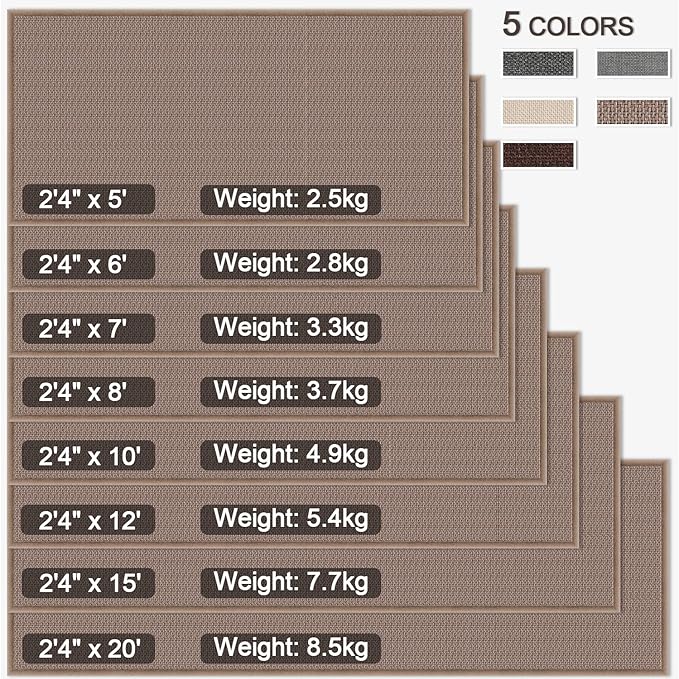 Kitchen Runner Rugs Non Skid Washable, 6ft Absorbent Jute Kitchen Rug Carpet, Braid Hallway Floor Sink Mat Non Slip, Light Brown