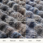 EMME Faux Fur Blanket Twin Size Tie-Dye Dark Gray - Big Bubble Rabbit Cozy Blanket for Couch, Thick Furry Plush Shaggy Blankets, 650GSM, 60x80 Inches