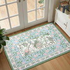 GarveeHome Blue Green Pink Washable 5x7 Area Rugs, Botanical Grove Vintage Cottage core Non-Slip Rug for Bedroom Living Room Nursery Kitchen Low-Pile Retro Carpet
