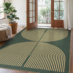 Lahome Enfys Modern Rainbow Easy Jute Indoor Outdoor Rugs, 5x7 Dark Green Rug for Living Room Office, Farmhouse Non Slip Non Shedding Floor Carpet for Dining Room Deck Sunroom