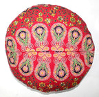 INDIAN CRAFT CASTLE ICC Mandala Barmeri Large Floor Pillow Cover Cushion Meditation Seating Ottoman Throw Cover Hippie Decorative Zipped Bohemian Pouf Ottoman Cases Red Peacock 18" Round