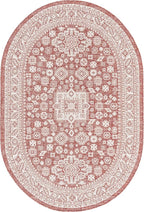 Rugs.com Outdoor Aztec Collection Rug – 5' x 8' Oval Rust Red Flatweave Rug Perfect for Living Rooms, Large Dining Rooms, Open Floorplans