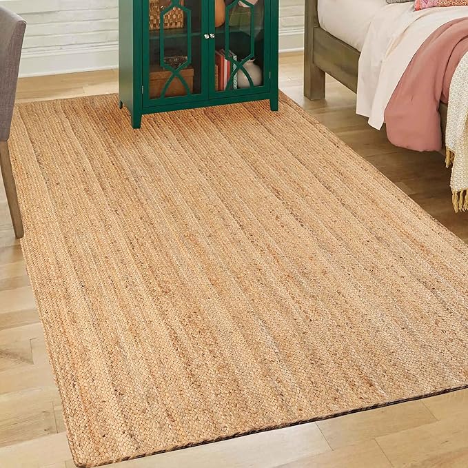 Superior Hand Woven Natural Fiber Reversible High Traffic Resistant Braided Jute Area Rug, 5' x 8'