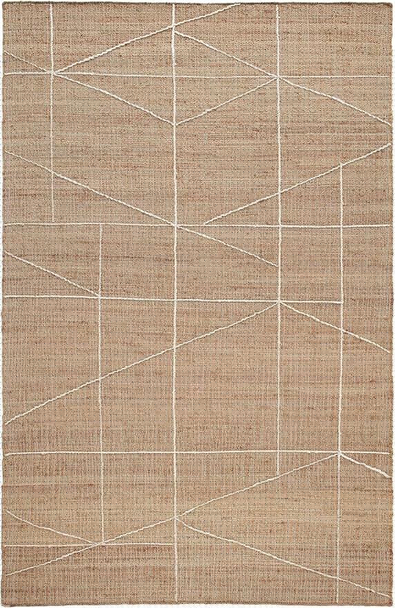 Dash & Albert Judson Natural/Ivory Handwoven Jute Rug, 9.5 X 13.5 Feet, Ivory Graphic Pattern