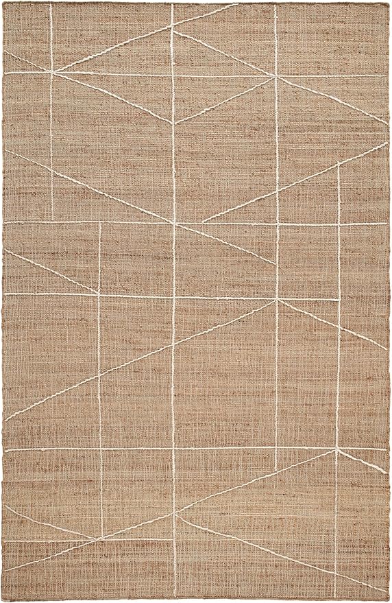 Dash & Albert Judson Natural/Ivory Handwoven Jute Rug, 5 X 8 Feet, Ivory Graphic Pattern