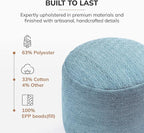 Anji Mountain Pouf Ottoman Foot Rest, Handmade Ottoman Pouf, Comfortable Foot Stool, Decorative Floor Seating for Living Room Decor, Bedroom & Home Décor Accent - Blue