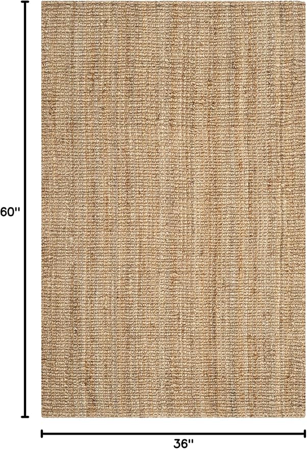 SAFAVIEH Area Rug 3x5 - Natural Fiber Collection - Natural Brown, Handmade Jute, Farmhouse Style, Chunky Textured Thick Pile (NF447A)