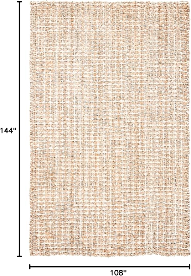 SAFAVIEH Natural Fiber Collection Area Rug - 9' x 12', Natural, Handmade Boho Farmhouse Woven Jute, Ideal for High Traffic Areas in Living Room, Bedroom (NF187A)