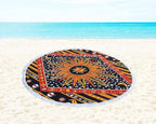 Round Beach Tapestry Turquoise Mandala Throw/Boho Hippie Beach Blanket Roundie/Indian Cotton Bohemian Large Round Table Cloth-Home Decor/Yoga Mat Meditation Picnic Rug (70", Yellow)
