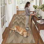 2.6x8 Easy Jute Runner Rug Washable Brown Checkered Hallway Outdoor Rug for Patio Lightweight Non Slip No Sheding Carpet Entryway Bathroom Backyard Porch Kitchen