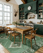 Area Rug 8x10 Rug Machine Washable Non-Slip Low Pile Print Pattern Western for Living Room Bedroom Sage