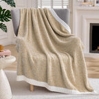 Joiedomi Throw Blanket for Couch Bed, Light Camel Knitted Blankets Gifts for Women Mom Girls, Cozy Cute Soft Throw Home Room Decor Aesthetic for Women Mothers Birthday Gifts 50x70 Inches