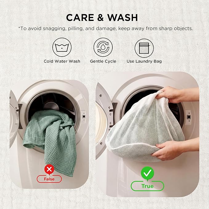 Bedsure 100% Cotton Muslin Blanket King Size for Bed - 4-Layer Breathable and Lightweight Thin Soft Summer Gauze Muslin Blanket for Adults, Sage Green, 108x90 Inches