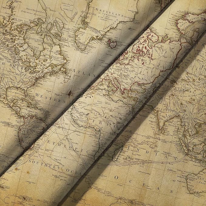 GOAOK Retro Old World Map Tapestry, Historical Atlas Educational Wall Hanging, Brown, 80x60 Inch