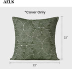 AELS Boho Decorative Textured Throw Pillow Covers 22x22, Modern Mid Century Rainbow Tufted Pillow Case, Farmhouse Rustic Geometric Woven Cushion Case for Bed Couch Sofa, Olive Green