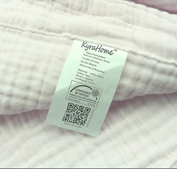 KyraHome 100% Organic Cotton Muslin Throw Blankets for Adults, Pre-Washed Plant Dyed, Women, Couch, Toddler, Lightweight Soft Gauze Blanket for Couch, All Season, Creamy