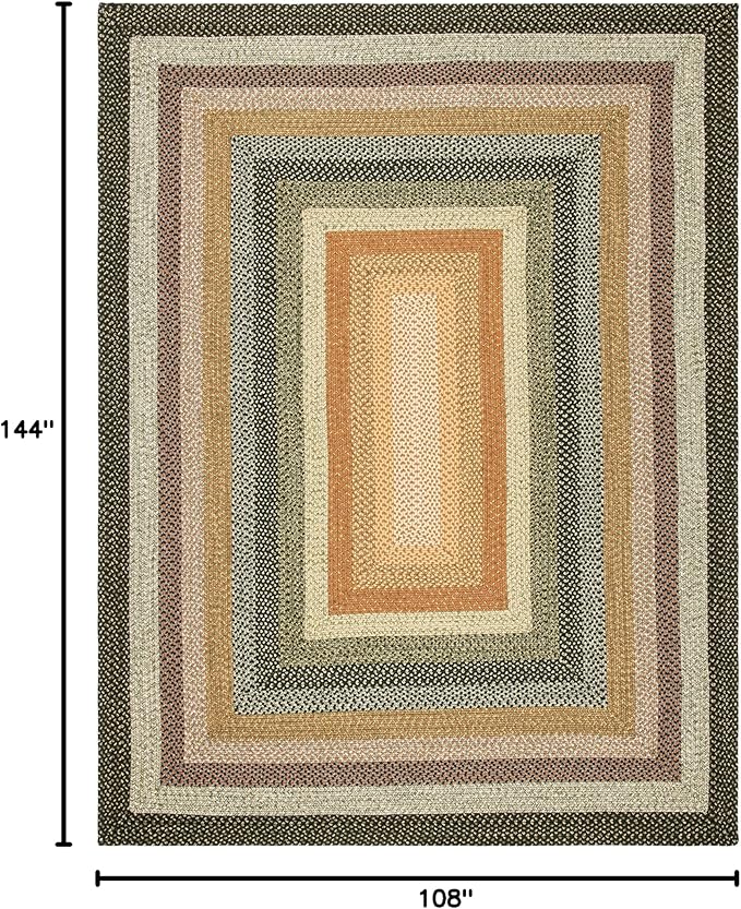 SAFAVIEH Washable Rug Outdoor Braided Collection - 9' x 12', Multi, Handmade & Reversible, Non-Shedding & Easy to Clean, Ideal for Patio, Backyard, Mudroom (BRD308A)