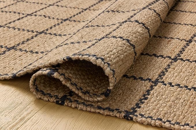 Loloi Chris Loves Julia Fletcher Collection FLE-01 Natural/Black 8'-6" x 11'-6", .37" Pile Height, Area Rug