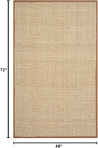 SAFAVIEH Area Rug 4x6 - Natural Fiber Collection - Natural & Brown, Seagrass, Basketweave Pattern with Border (NF114B)