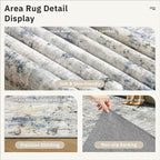 Abstract Rug 8x10 Large Living Room Rugs Neutral Modern Washable Area Rugs for Bedroom Dining Room Non-Slip Stain Resistant Foldable Thin Rug Blue Yellow