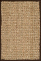 SAFAVIEH Area Rug 2x3 - Natural Fiber Collection - Natural & Dark Brown, Seagrass, Basketweave Pattern with Border (NF114K)