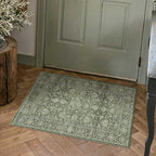 Green Area Rug 2x3 Entryway Washable Soft Carpet Vintage Non Slip Indoor Kitchen Entrance Door Mat Traditional Retro Distressed Small Throw Rug Bathroom Laundry Bedroom