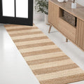 JONATHAN Y Jayden Woven Jute Stripe Natural/Bleach Runner Rug, 2x8, Rustic, Farmhouse, Traditional, Lodge, Easy-Cleaning for Living Room, Bedroom, Kitchen, Non-Shedding (NRF202C-28)