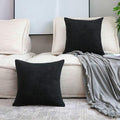 Home Brilliant Set of 2 Throw Pillow Covers Fall Decorative Couch Pillow Covers Striped Velvet Pillowcases for Floor, 55cm, 22 x 22 Inch, Black