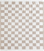 CREVENT 50‘’X60‘’ Ultra Soft and Plush Reversible Microfiber Throw Blanket for Couch Sofa and Bed (Checkered Beige)
