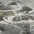 DOWN HOME Chenille Cotton Throw Blanket for Couch, Lightweight Boho Blanket for Bed Sofa Chair Living Room Outdoor Soft Woven Decorative Blanket with Tassel Gift Grey Leaves 60"x80"