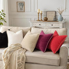 decorUhome Chenille Soft Cozy Throw Pillow Covers 12x20 Set of 2, Modern Farmhouse Boho Velvet Decorative Pillow Cases with Stitched Edge for Couch Sofa Bed Home Decor, Rhododendron