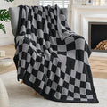 Joiedomi Throw Blanket for Couch, Black Grey Checkered Knitted Blankets Gifts for Women Mom Girls, Cozy Cute Soft Throw Home Room Decor Aesthetic Women Mothers Birthday Gifts 50x70 Inches
