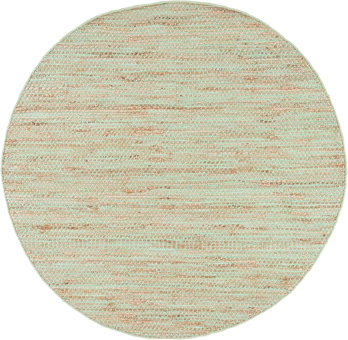 SAFAVIEH Cape Cod Collection Area Rug - 6' Round, Green & Natural, Handmade Jute & Cotton, Ideal for Living Room, Bedroom, Dining Space (CAP236Y)