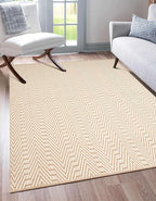 Jute Cotton Geomatric Area Rug 5x7 Feet - Natural White, Farhouse Reversible Soft & Sturdy Floor Rugs Ideal for Living Room, Dinning Space, Bedroom | Decorative Neutral Blend Patio Mat for Nursary