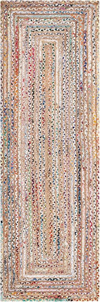 SAFAVIEH Cape Cod Collection Runner Rug - 2'3" x 11', Beige & Multi, Handmade Jute & Cotton, Woven Braided Design (CAP202B)