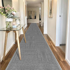 19ft Jute Hallway Rug Runner, Rubber Backed Extra Long Carpet Runner Mats for Hallway, Machine Washable Indoor Entryway Runner Rug, Grey