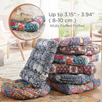 Codi Boho Floor Pillow, Large Meditation Cushion for Adults, Square Pillows Seating for Yoga Living Room Tatami Sitting Home Decor, Memory Foam Added, 22x22 Inch, Multi Patchwork