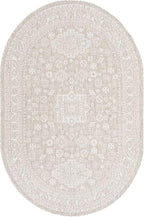 Rugs.com Outdoor Aztec Collection Rug – 5' x 8' Oval Light Gray Flatweave Rug Perfect for Living Rooms, Large Dining Rooms, Open Floorplans
