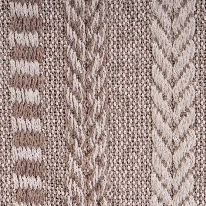 DII Braided Striped Decorative Throw Blanket, 50x60, Stone