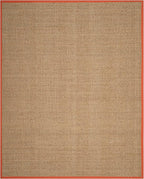 SAFAVIEH Area Rug 9x12 - Natural Fiber Collection - Large - Natural & Rust, Seagrass, Basketweave Pattern with Border (NF114Y)