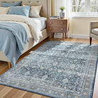 Lofus 5x7 Area Rug for Living Room,Blue Washable Area Rugs with Non-Slip Backing,Soft Boho Carpets for Bedroom Dining Room Home Office Indoor Nursery
