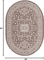 Rugs.com Outdoor Aztec Collection Rug – 5' x 8' Oval Brown Flatweave Rug Perfect for Living Rooms, Large Dining Rooms, Open Floorplans