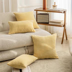 Home Brilliant Set of 2 Super Soft Corduroy Spring Pillow Covers 16x16 Decorative Throw Pillow Covers for Couch Sofa Bed Living Room Hallway Decor, 16 x 16 inch, Light Yellow
