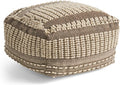 GDFStudio Boho Wool and Cotton LargePouf Ottoman Foot Stool - Bean Bag Floor Chair - Foot Rest Couch for Living Room Bedroom, Brown and Ivory