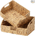 StorageWorks Pantry Baskets for Organizing, Water Hyacinth Baskets for shelves with Built-in Handles, Pantry Organizers and Storage, Set of 2 (Large and Medium)
