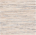 SAFAVIEH Cape Cod Collection Area Rug - 6' Square, Natural & Light Blue, Handmade, Braided Design, Ideal for The Living Room, Bedroom, Dining Room (CAP151L-6SQ)
